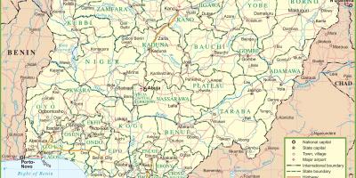 Kartta nigeria osoittaa pääteillä