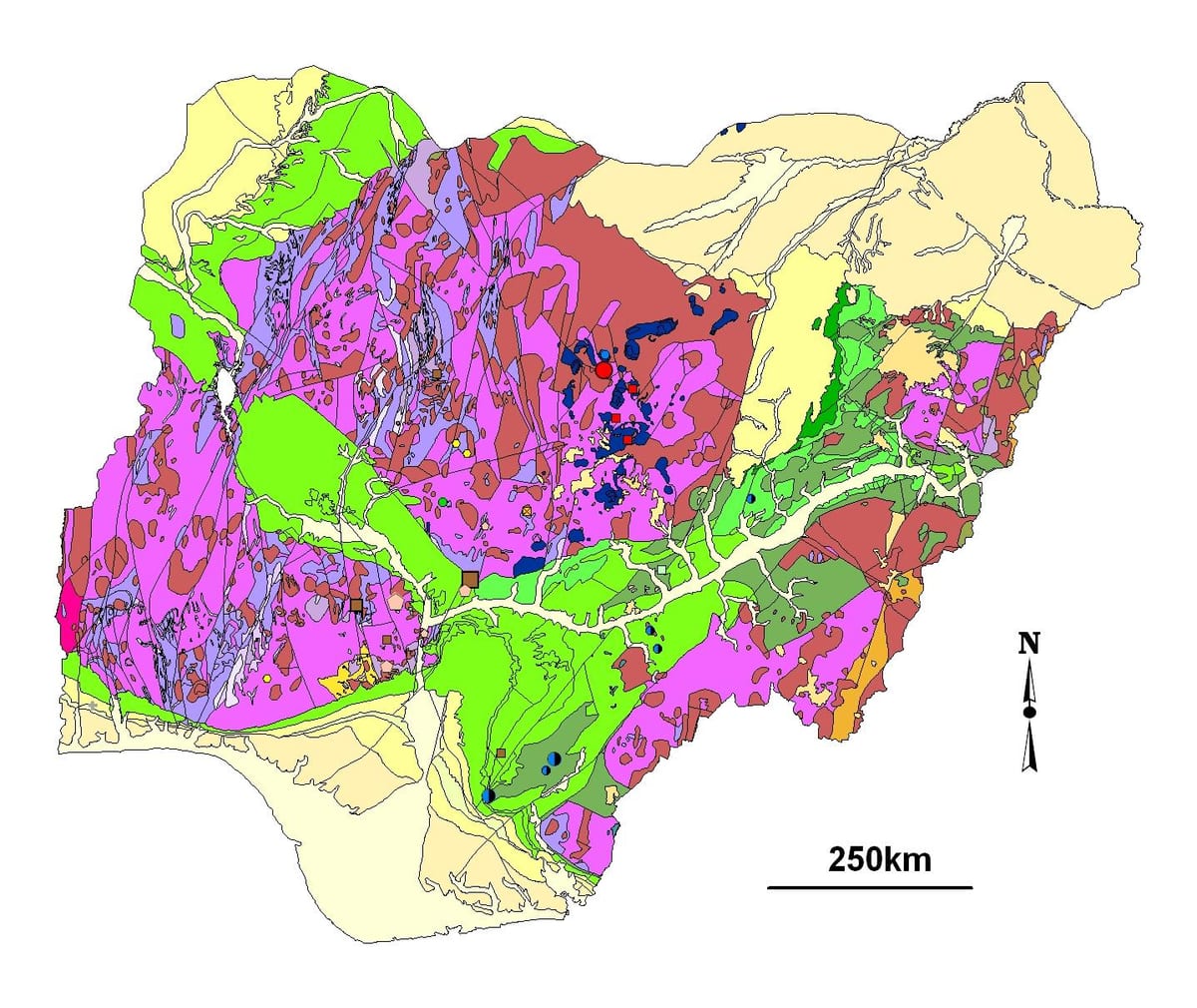 Kartta geologinen nigeria
