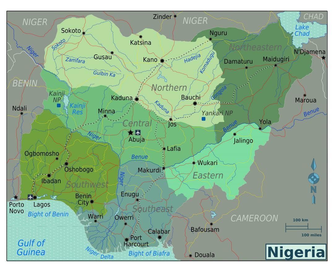 nigeria etelä-afrikka kartta