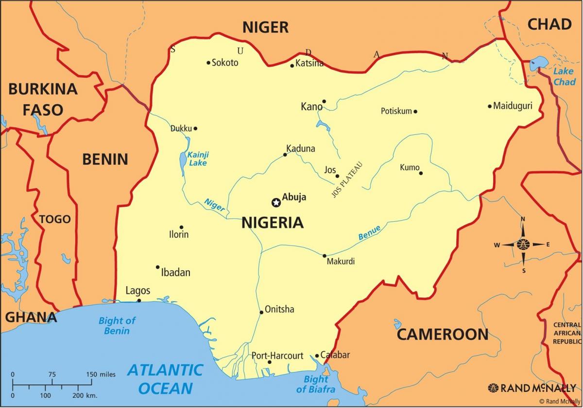kartta nigeria osoittaa joki, niger ja benue
