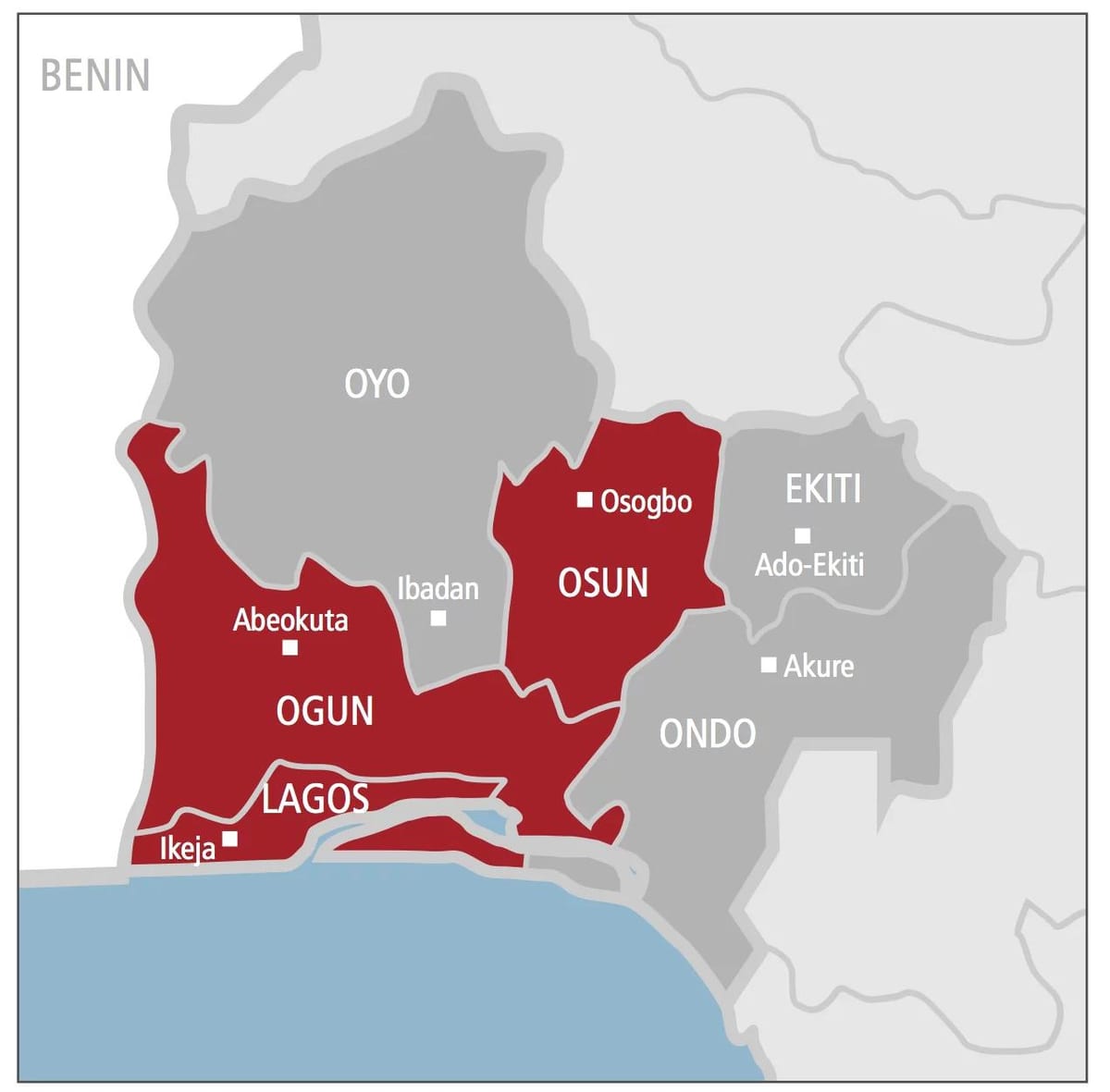 west nigeria kartta