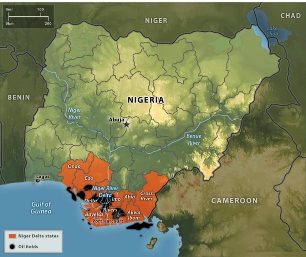Kartta nigerian öljy