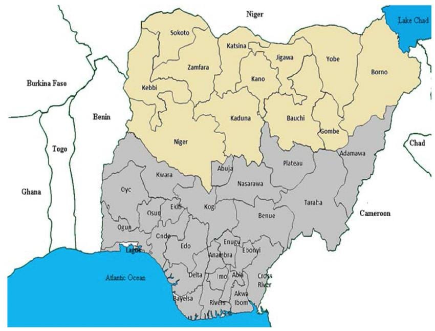 kartta pohjois-nigerian osavaltioissa