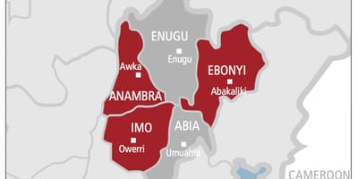 Kartta etelä-ja itä-nigeria