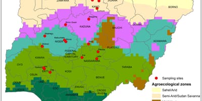 Kartta nigeria osoittaa rajata jakelua