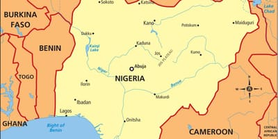 Kartta nigeria osoittaa joki, niger ja benue