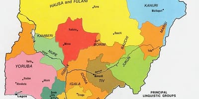 Kartta nigeria osoittaa etnisten ryhmien