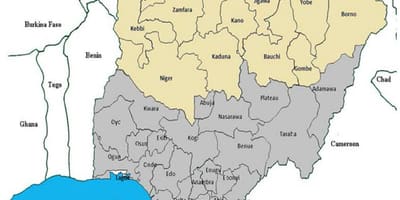 Kartta pohjois-nigerian osavaltioissa